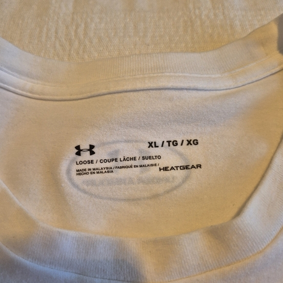 Under Armour mens's size XL loose fitting white short sleeve shirt USA logo GUC - Picture 3 of 5